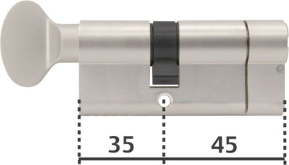 Cylinderlås 80 mm Satinnikkel Certificeret