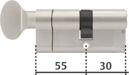 Cylinderlås 85 mm Satinnikkel Certificeret
