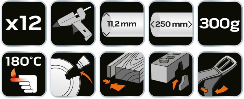 Neo Tools limstænger 11 mm, 12 stk.