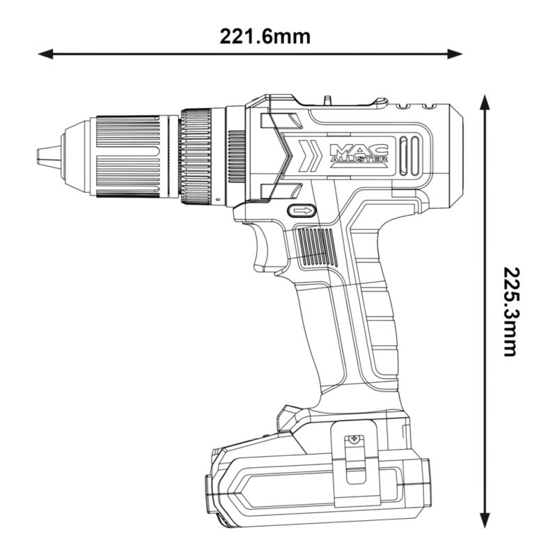 MacAllister 18 V slagboremaskine med 1 x 2,0 Ah batteri og 13 tilbehørsdele