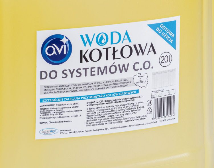 Kedelvand til Centralvarme 20 Liter Gul