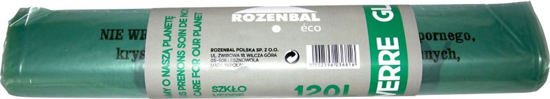 Rozenbal 120 l grønne affaldssække til glas, 10 stk.