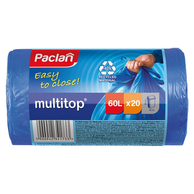 Paclan Multitop affaldsposer 60 l, 20 stk.