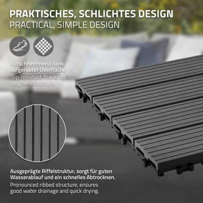 WPC Terrassefliser 30x30 cm Antracit 1 m²