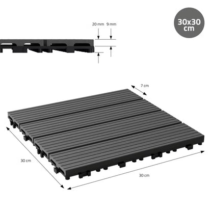 WPC Terrassefliser 30x30 cm Antracit 1 m²