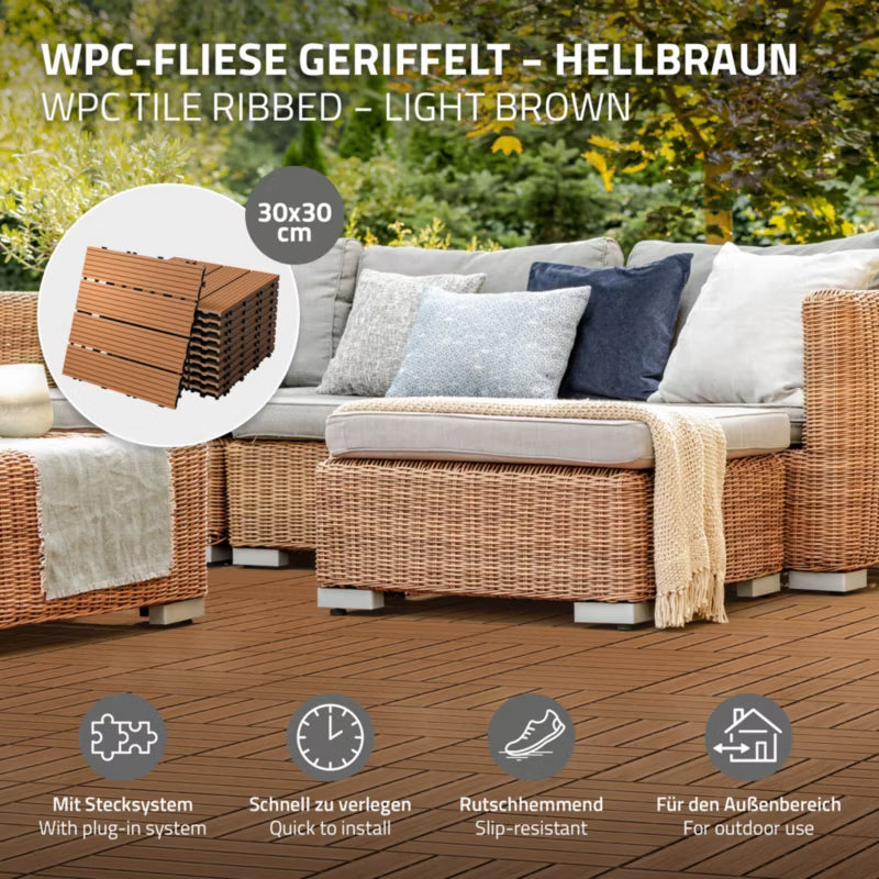 WPC Terrassefliser 30x30 cm Lysebrun 1 m²