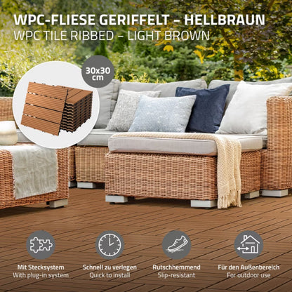 WPC Terrassefliser 30x30 cm Lysebrun 1 m²