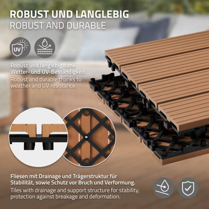 WPC Terrassefliser 30x30 cm Lysebrun 1 m²