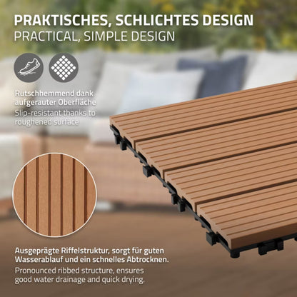 WPC Terrassefliser 30x30 cm Lysebrun 1 m²