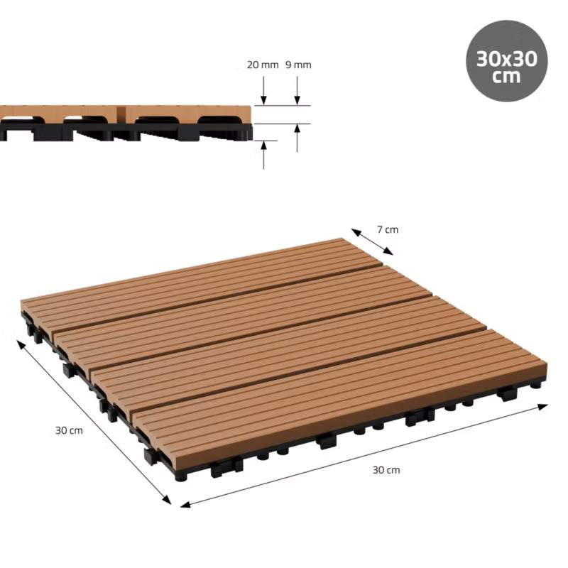 WPC Terrassefliser 30x30 cm Lysebrun 1 m²