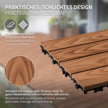 WPC Terrassefliser 30x30 cm Lysebrun 33 Stk 3 m²