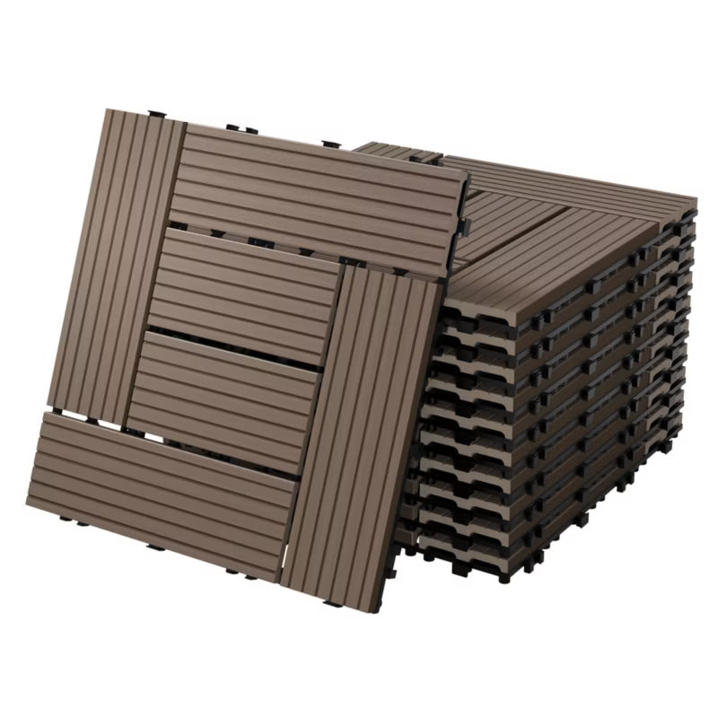 WPC Terrassefliser 30x30 cm Mørkebrun 4 m²