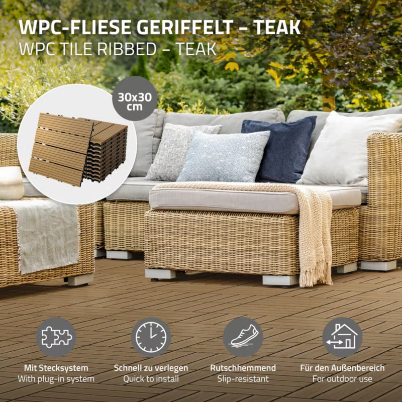 WPC Terrassefliser 30x30 cm Teak Trælook 33 Stk