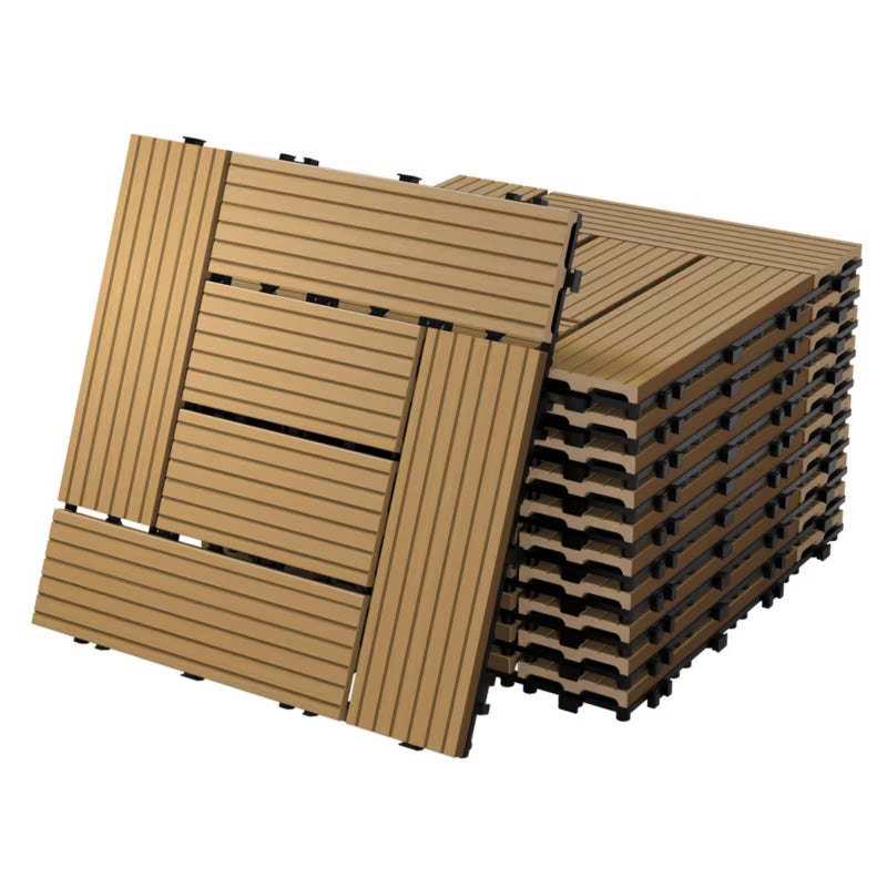 WPC Terrassefliser 30x30 cm Teak Trælook 3 m²