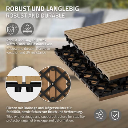 WPC Terrassefliser 30x30 cm Teak 4 m²
