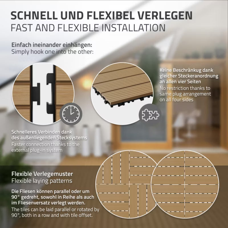 WPC Terrassefliser 60x30 cm med Kliksystem