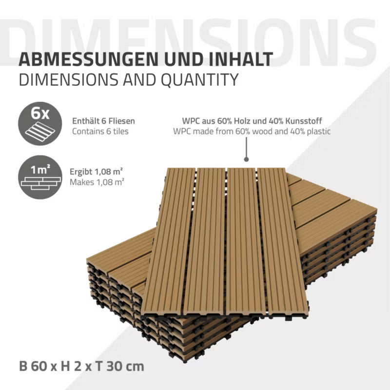 WPC Terrassefliser 60x30 cm med Kliksystem