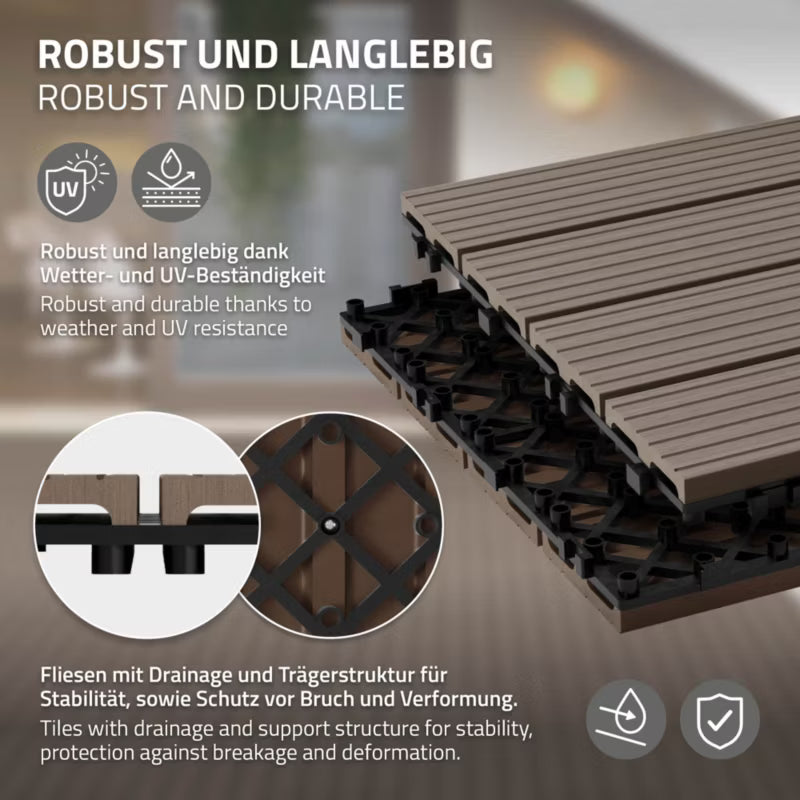 WPC Terrassefliser 60x30 cm Mørkebrun 5 m²