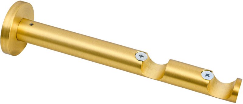 Dobbelt lige gardinstangholder i messing 19 mm