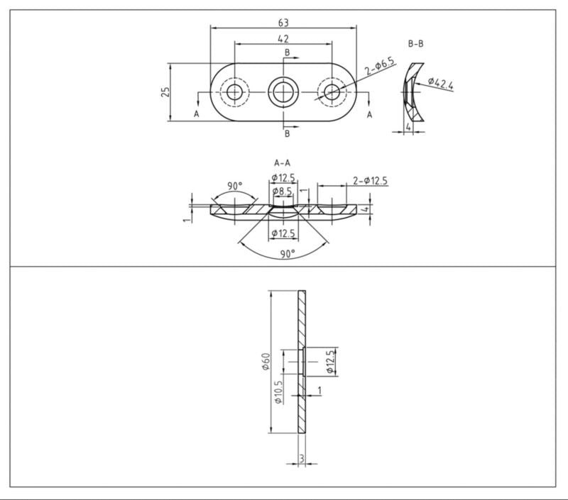 Gelænderholder Ø42,4 mm Sort Stål S111