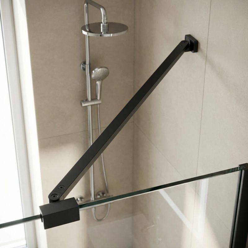 Stabilisator til Brusekabine 70 cm Sort Mat Aluminium