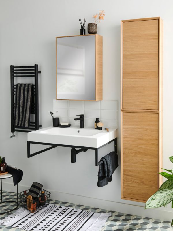 GoodHome Duala vaskestøtte 80 x 45 cm mat-sort