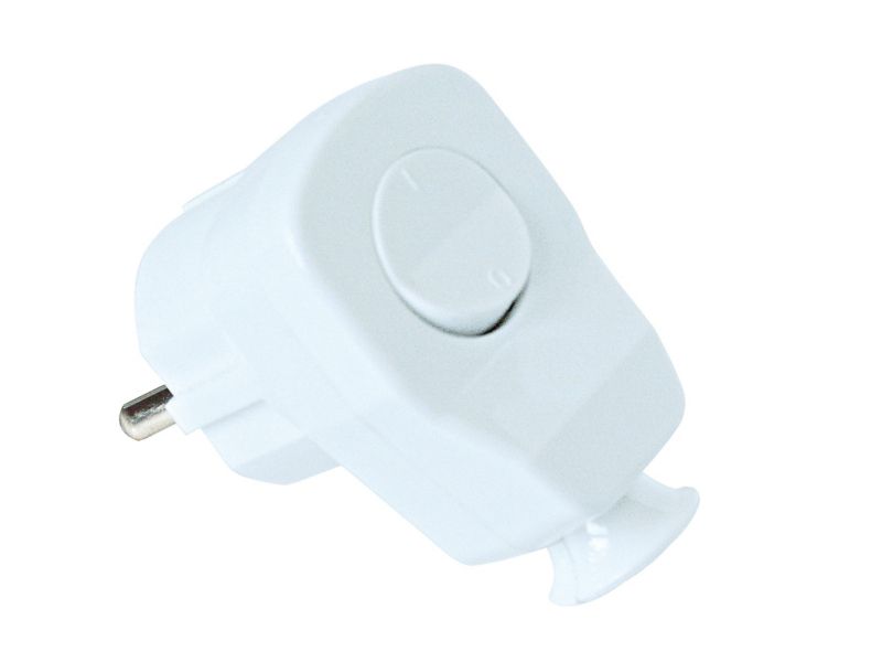 PCE vinklet enfaset stik med afbryder og jord, hvid