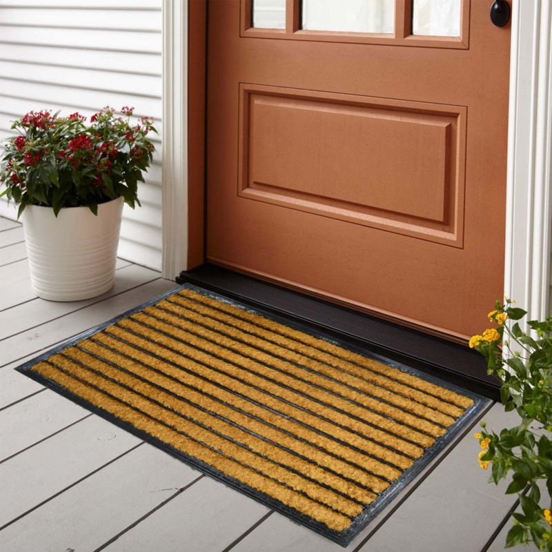 Gummimåtte med kokosfibre 45 x 75 cm med striber
