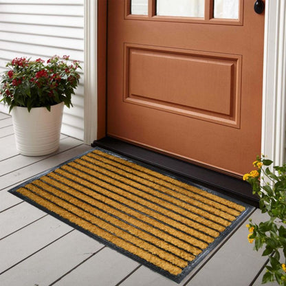 Gummimåtte med kokosfibre 45 x 75 cm med striber