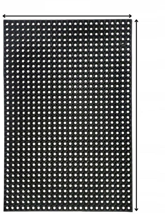 Gummimåtte 50x100 cm Sort 22 mm