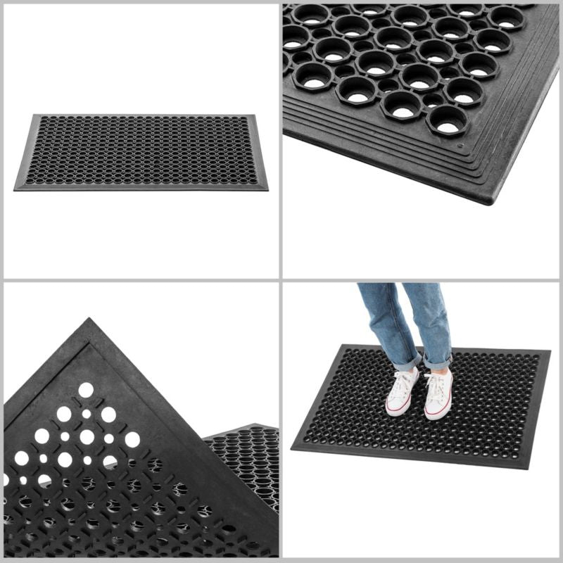 Udendørs Dørmåtte 60x90 cm Sort Gummi med Rampe