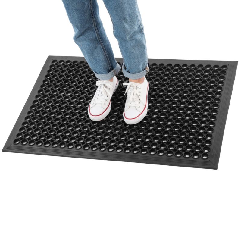 Udendørs Dørmåtte 60x90 cm Sort Gummi med Rampe