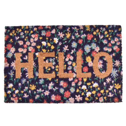 Kokosmåtte 40x60 cm Multifarvet med "HELLO" Tryk