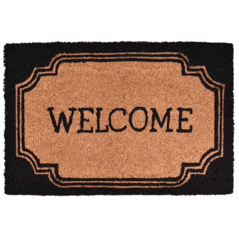 Dørmåtte Kokos med Welcome-tryk 40x60 cm Beige/Sort | 5903039452589