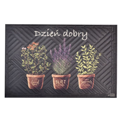 Dørmåtte 40x60 cm Sort med "Dzień dobry" Tryk