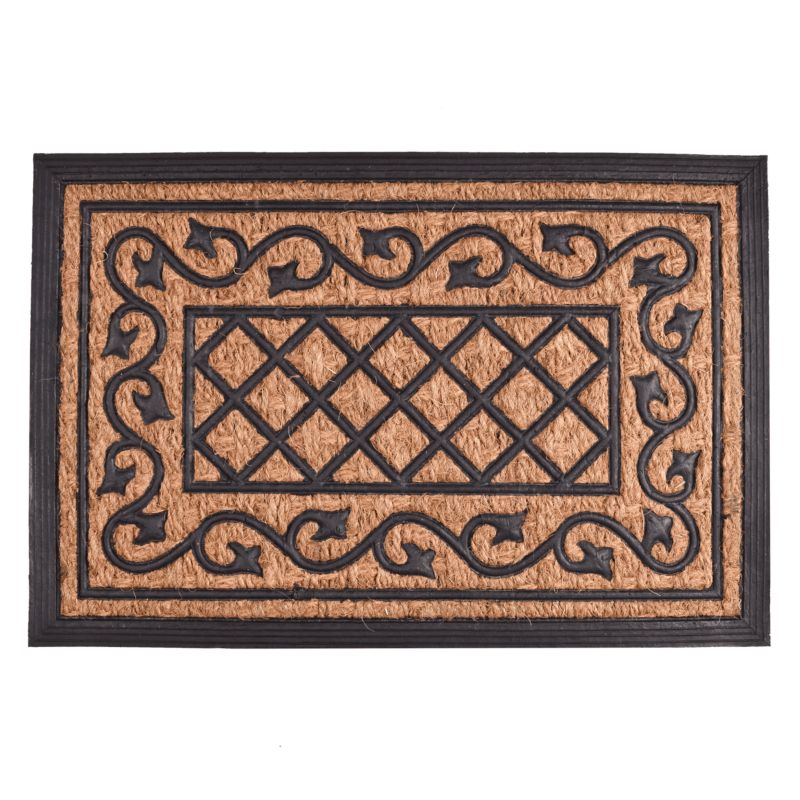 Kokosmåtte 40x60 cm Beige Sort Mønstret