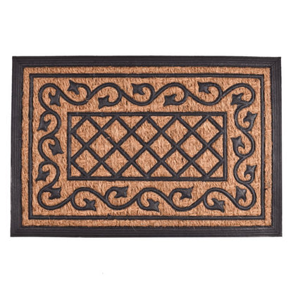Kokosmåtte 40x60 cm Beige Sort Mønstret