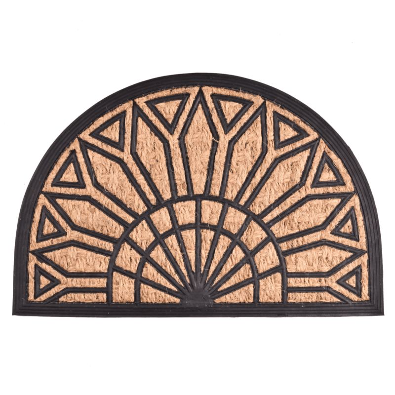 Dørmåtte Panama 40x60 cm Halvcirkel Beige/Sort | 5903039452725
