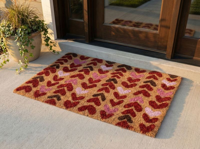 Dørmåtte 40 x 60 cm Naturlig Kokosfiber Hjerte