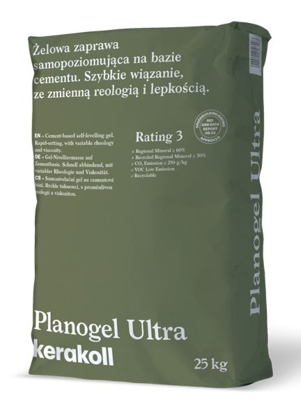 Selvnivellerende Spartelmasse Planogel Ultra 1-30 mm 25 kg Grå | 5900401826498