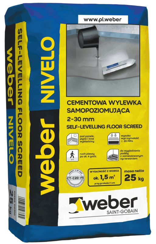 Selvnivellerende spartelmasse Weber Saint-Gobain Nivelo 25 kg