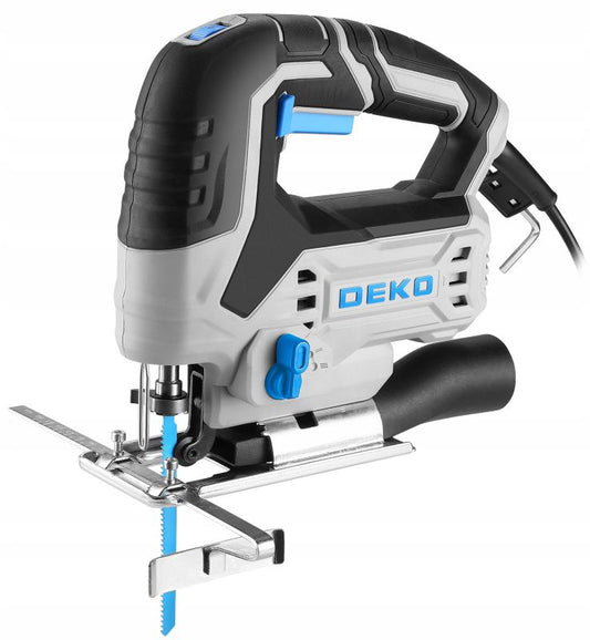 DEKO 550W stiksav med hastigheds- og oscilleringsregulering samt LED-belysning, 1 sæt