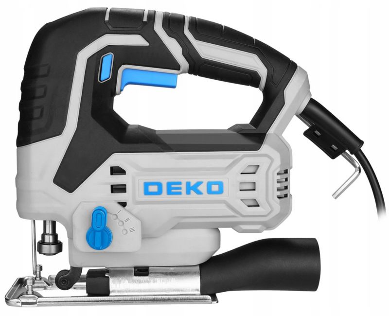 DEKO 550W stiksav med hastigheds- og oscilleringsregulering samt LED-belysning, 1 sæt