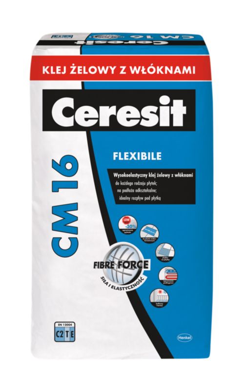 Høj-elastisk gelklæber Ceresit CM 16 med fibre 22,5 kg