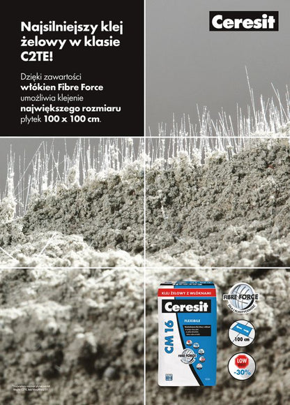 Høj-elastisk gelklæber Ceresit CM 16 med fibre 22,5 kg