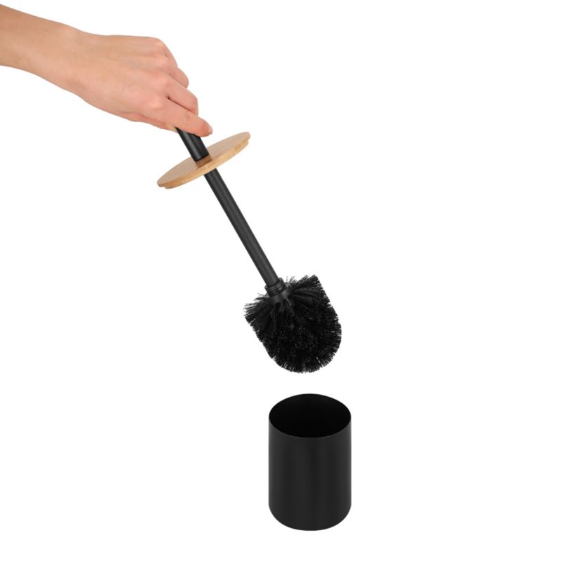 Badeværelsessæt med 3-i-1 stativ og 5L affaldsspand i mat sort og bambus CH.MOBY-5-BLK_P.YAMI-BLK