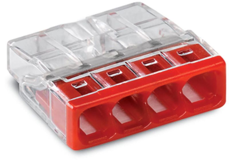 Wago universal hurtigklemme Compact 4x0,5-2,5 mm² transparent 2273-204, 50 stk.