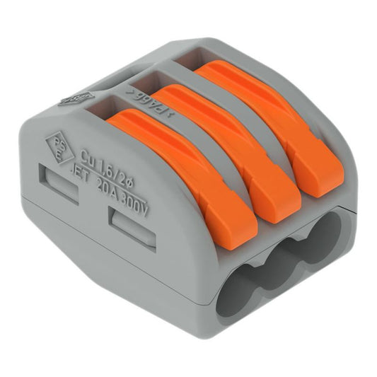 Wago universel hurtigklemme med frigørelsesarm 3x0,08-4 mm² 222-413 50 stk