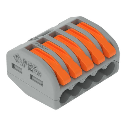 Wago universalklemme med hurtigkobling og frigørelsesvippe 5x0,08-4 mm² 222-415, 50 stk.