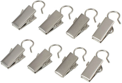 Metalclips til gardinstænger i stål, 8 stk.